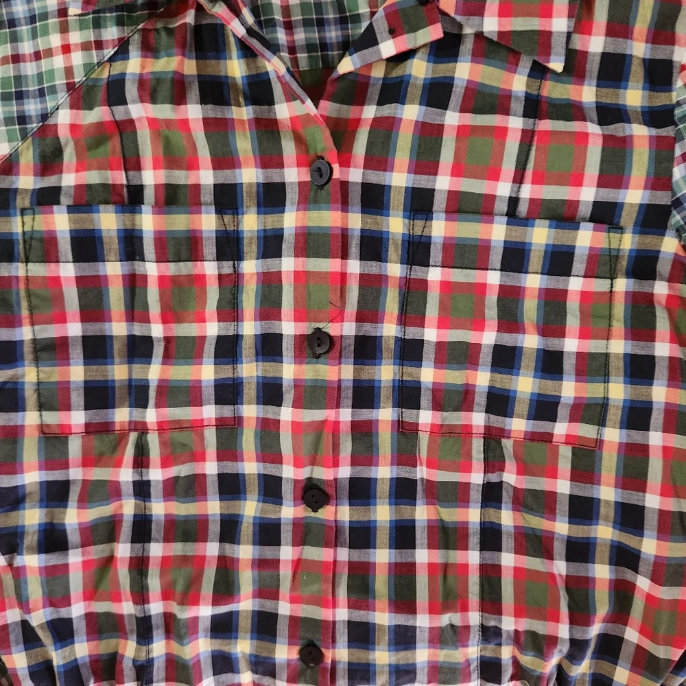 EUC Victoria Beckham Jeans Multi Check Button Down Shirt, Size S/US 2 or UK 6 - Picture 3 of 9